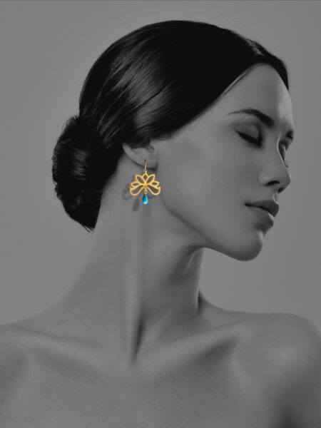 Half Bloom turquoise vermeil earrings