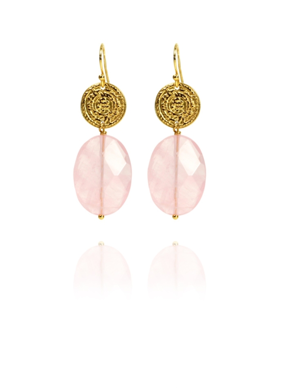 Hope faceted rose quartz vermeil earrings