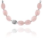 Hope necklace silver faceted rose quartz 82429 1