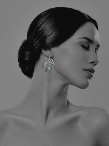 Half Bloom amazonite silver earrings