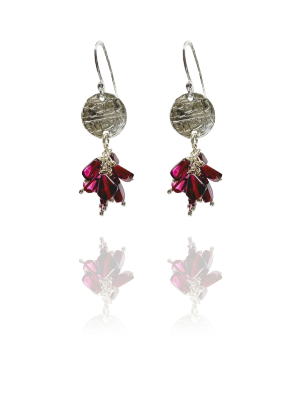 Persian coin silver garnet earrings