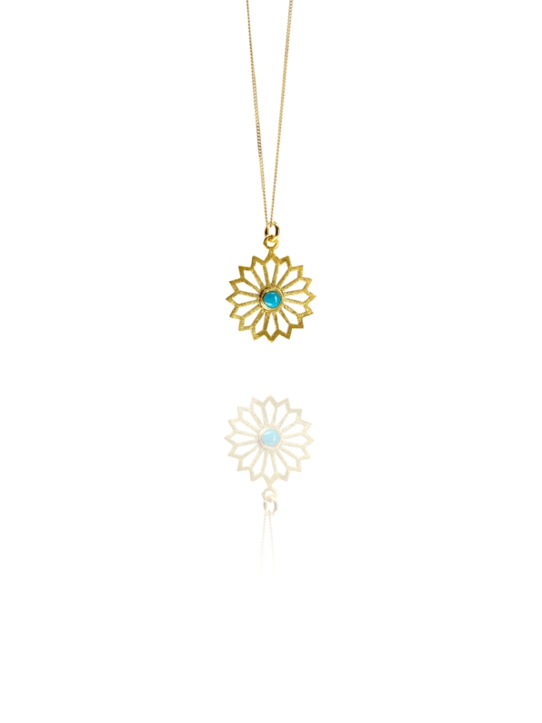 Alina Flower turquoise vermeil pendant