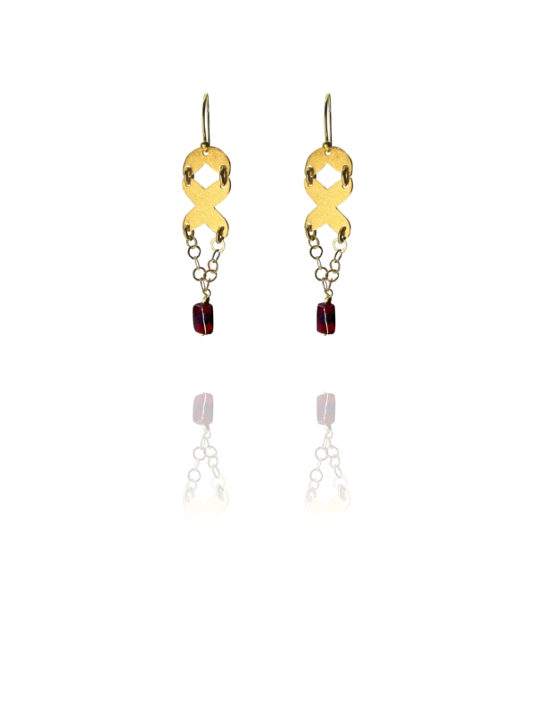 Assyrian petal earrings garnet vermeil