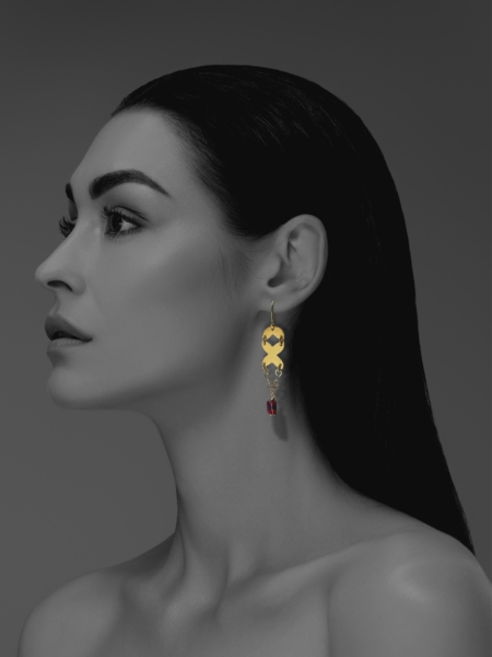 Assyrian Petal garnet earrings