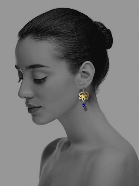 Alina Blossom vermeil lapis drop earrings