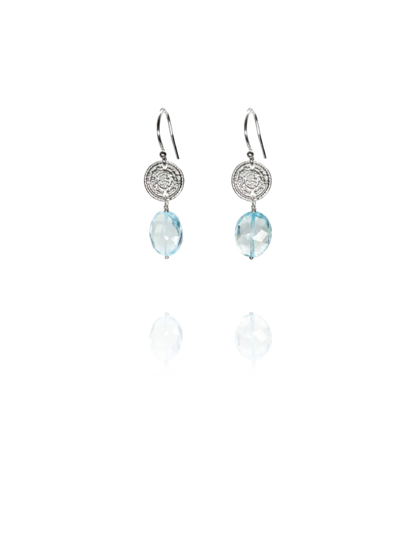 New Hope Small earrings silver faceted aquamarine