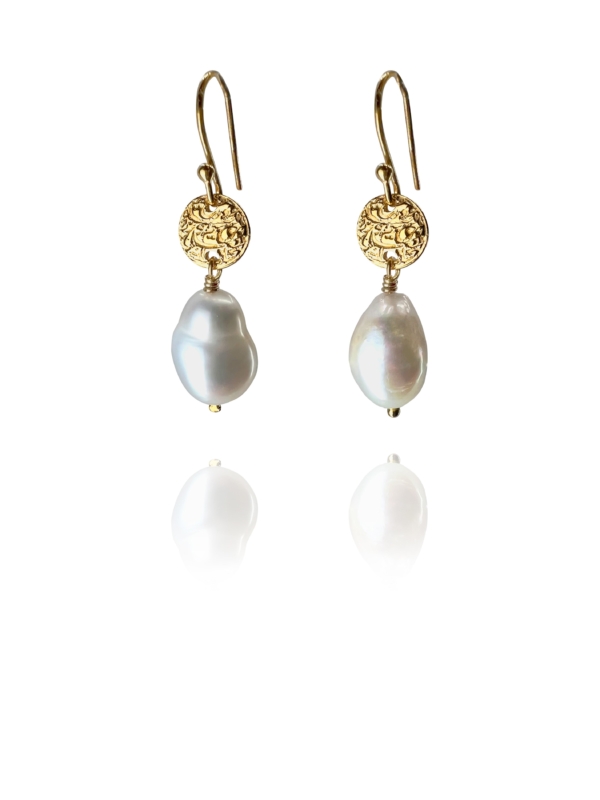 Persian Coin pearl vermeil earrings