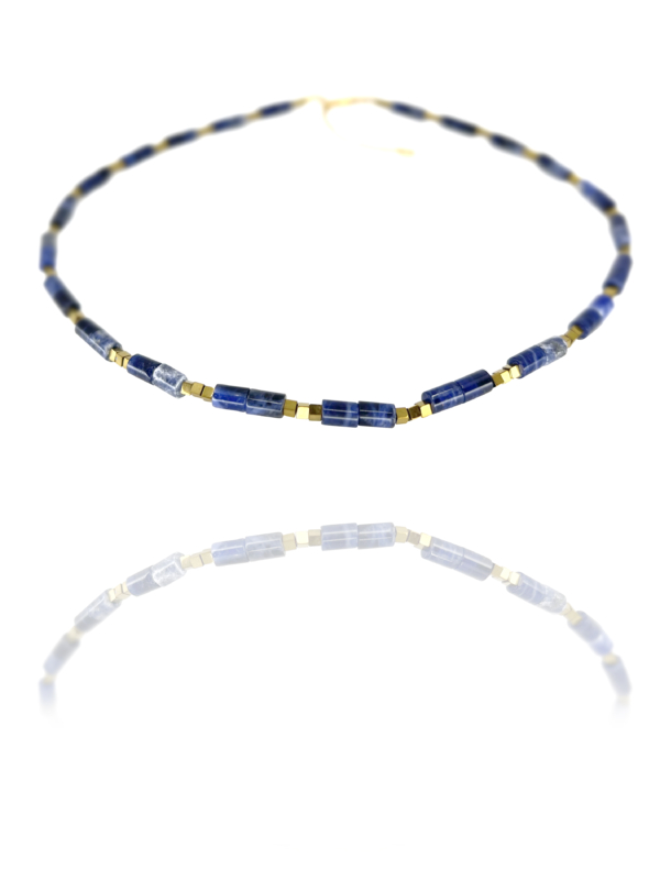 Star necklace vermeil mix lapis pyrite