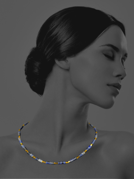 Star mix lapis pyrite vermeil necklace