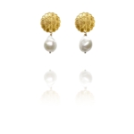 assyrian New flower earrings pearl vermeil GS